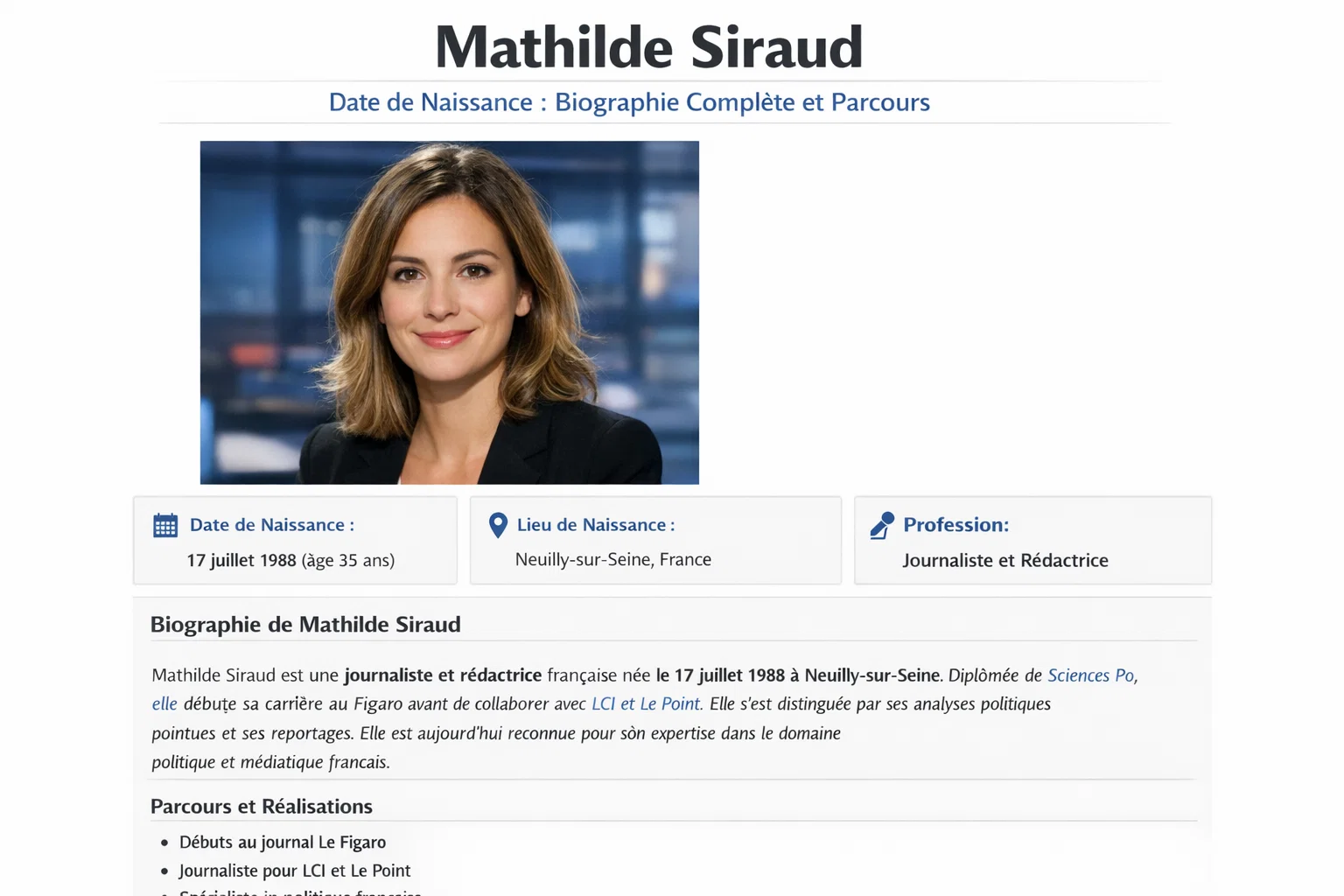 Mathilde Siraud Date de Naissance